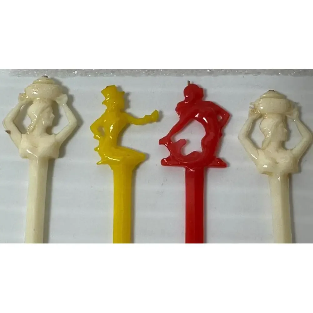 Vintage 27 Hors D'oeuvres Appetizer Forks Asian Mayan Spanish Figures Cocktails‎
